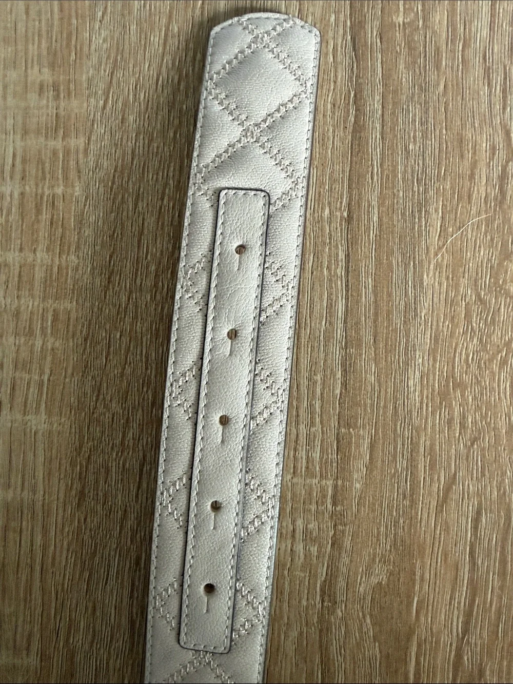 Tory Burch Cream Quilted Leather Crossbody Strap with Gold Logo